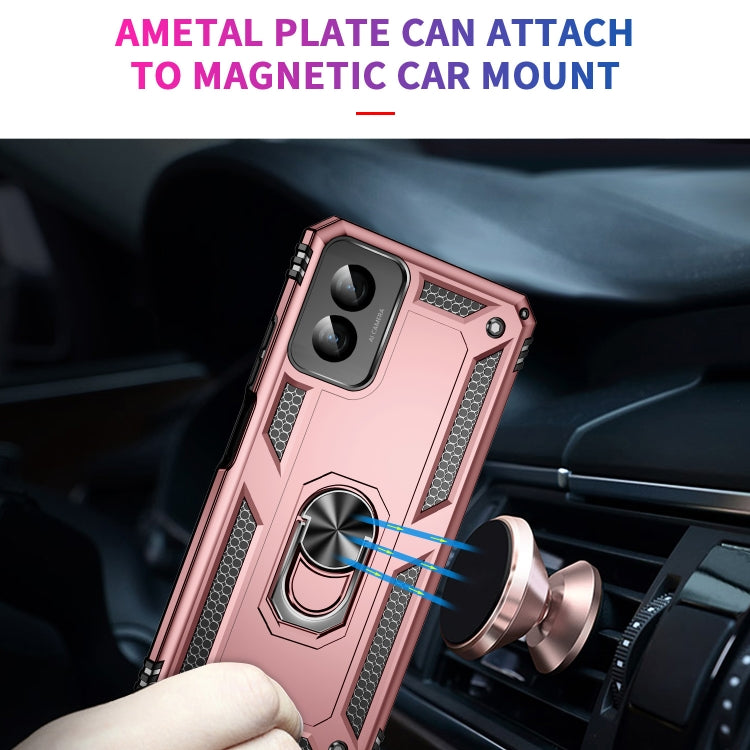 For Motorola Moto G Power 5G 2024 Shockproof TPU + PC Phone Case with Holder(Rose Gold)