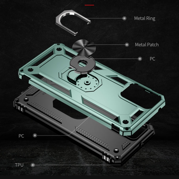 For Motorola Moto G Power 5G 2024 Shockproof TPU + PC Phone Case with Holder(Dark Green)