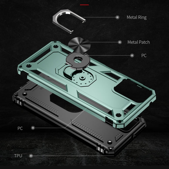 For Motorola Moto G Power 5G 2024 Shockproof TPU + PC Phone Case with Holder(Dark Green)