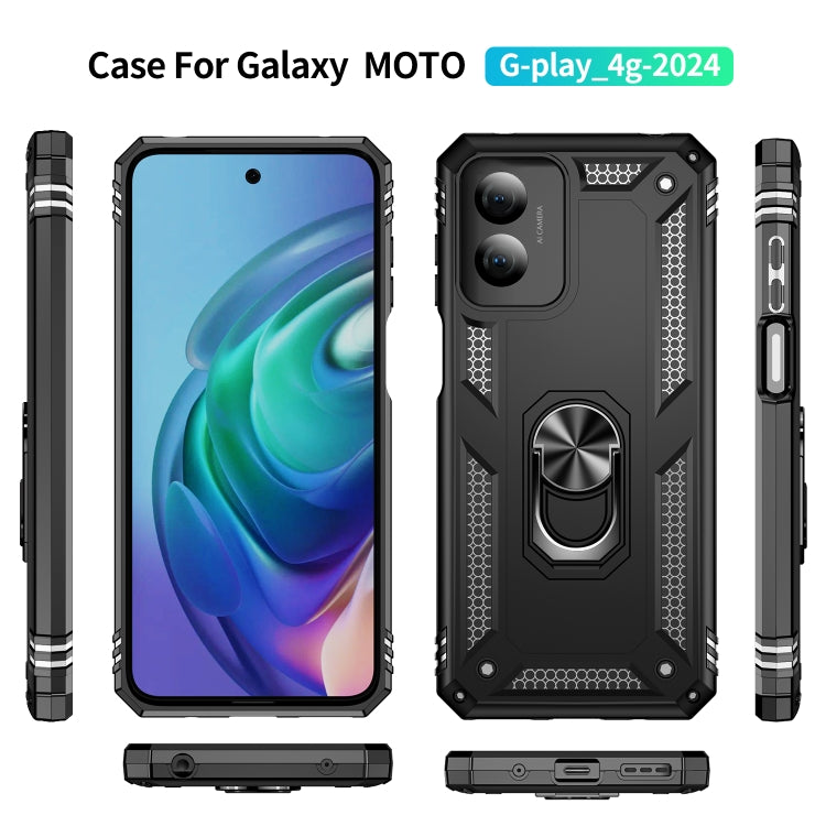 For Motorola Moto G Play 4G 2024 Shockproof TPU + PC Phone Case with Holder(Black)