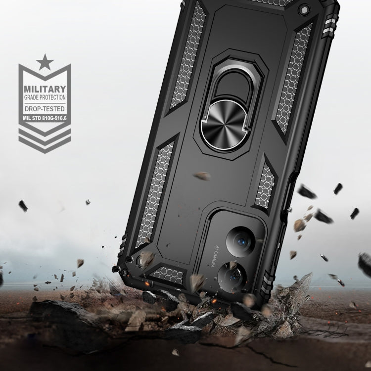 For Motorola Moto G Play 4G 2024 Shockproof TPU + PC Phone Case with Holder(Black)