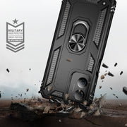 For Motorola Moto G Play 4G 2024 Shockproof TPU + PC Phone Case with Holder(Black)