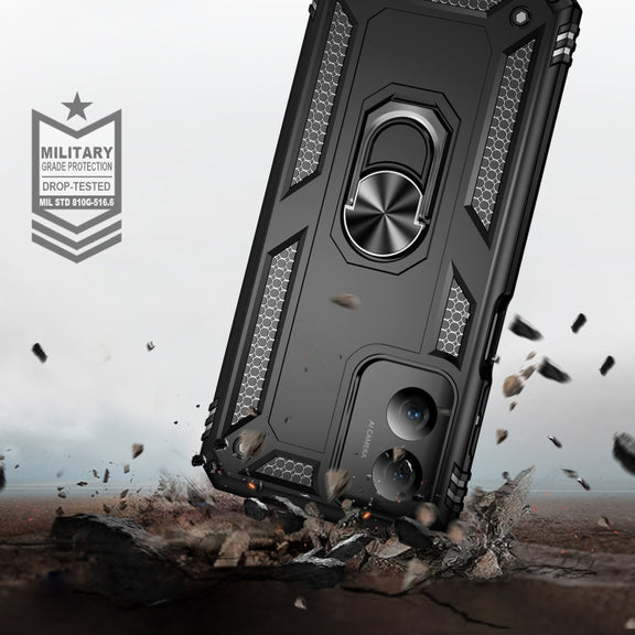 For Motorola Moto G Play 4G 2024 Shockproof TPU + PC Phone Case with Holder(Black)