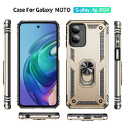 For Motorola Moto G Play 4G 2024 Shockproof TPU + PC Phone Case with Holder(Gold)
