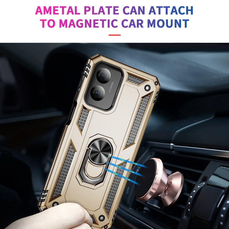 For Motorola Moto G Play 4G 2024 Shockproof TPU + PC Phone Case with Holder(Gold)