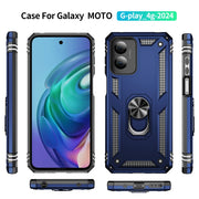 For Motorola Moto G Play 4G 2024 Shockproof TPU + PC Phone Case with Holder(Blue)