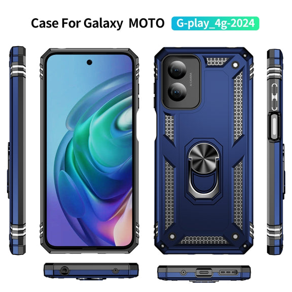 For Motorola Moto G Play 4G 2024 Shockproof TPU + PC Phone Case with Holder(Blue)