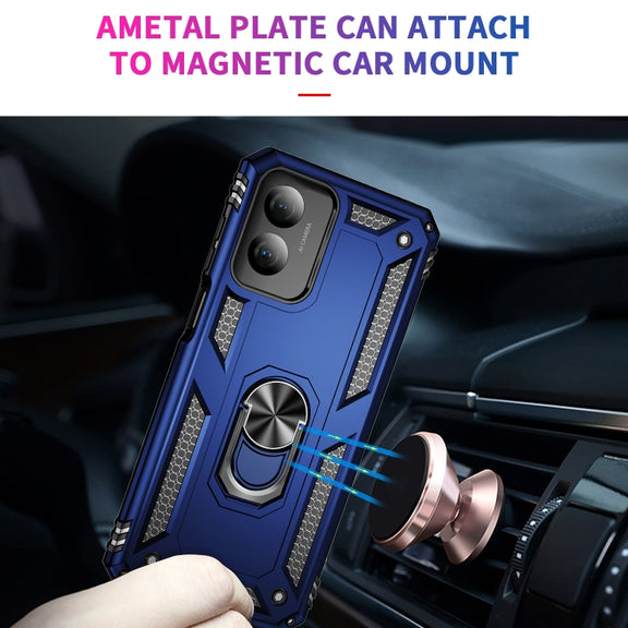For Motorola Moto G Play 4G 2024 Shockproof TPU + PC Phone Case with Holder(Blue)