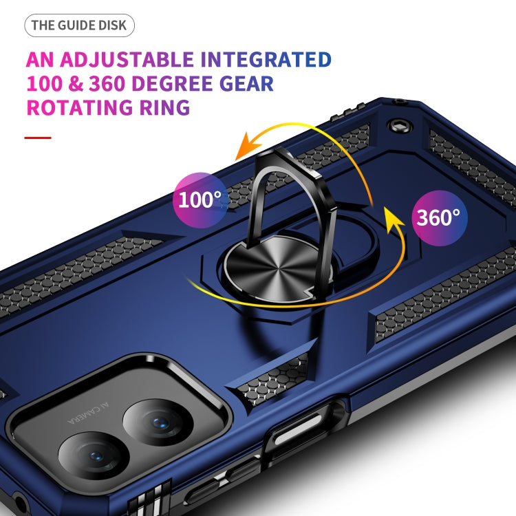 For Motorola Moto G Play 4G 2024 Shockproof TPU + PC Phone Case with Holder(Blue)