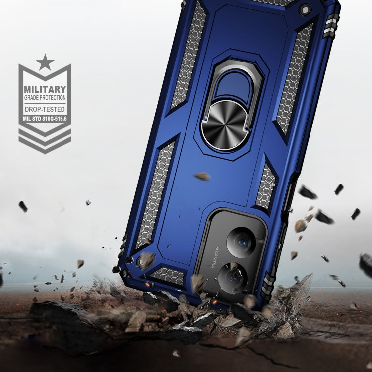 For Motorola Moto G Play 4G 2024 Shockproof TPU + PC Phone Case with Holder(Blue)