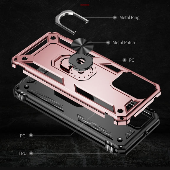 For Motorola Moto G Play 4G 2024 Shockproof TPU + PC Phone Case with Holder(Rose Gold)