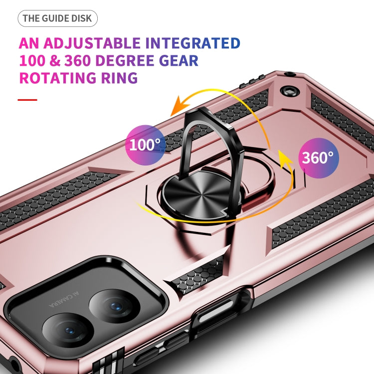 For Motorola Moto G Play 4G 2024 Shockproof TPU + PC Phone Case with Holder(Rose Gold)