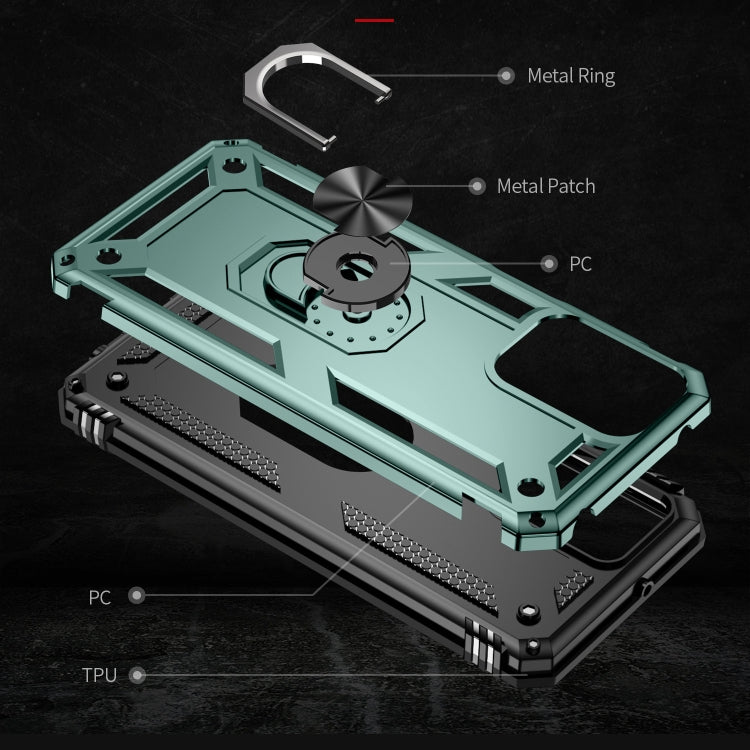 For Motorola Moto G Play 4G 2024 Shockproof TPU + PC Phone Case with Holder(Dark Green)