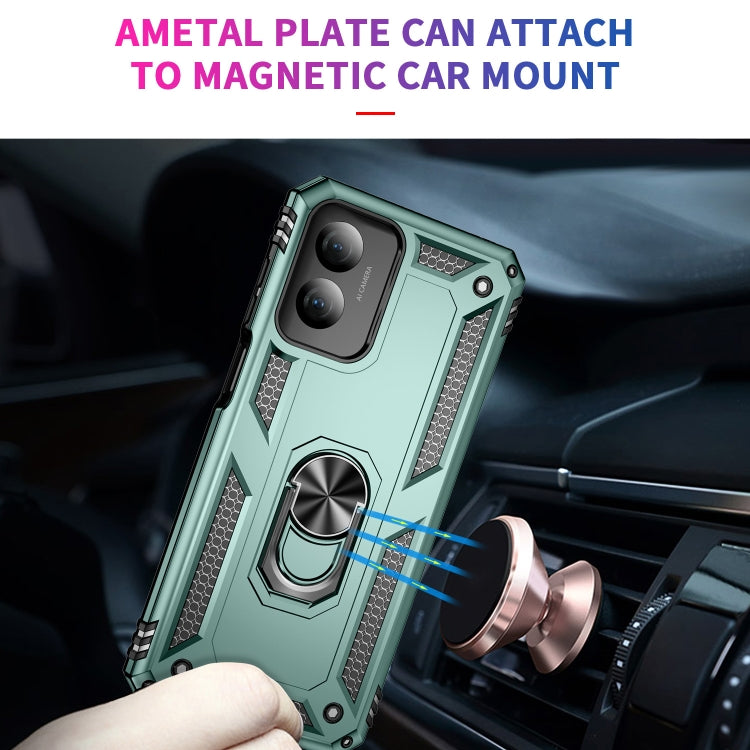 For Motorola Moto G Play 4G 2024 Shockproof TPU + PC Phone Case with Holder(Dark Green)