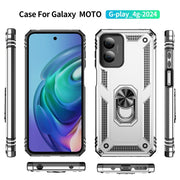 For Motorola Moto G Play 4G 2024 Shockproof TPU + PC Phone Case with Holder(Silver)