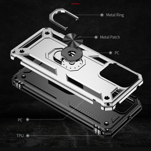 For Motorola Moto G Play 4G 2024 Shockproof TPU + PC Phone Case with Holder(Silver)