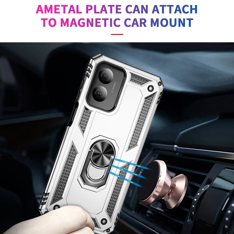 For Motorola Moto G Play 4G 2024 Shockproof TPU + PC Phone Case with Holder(Silver)