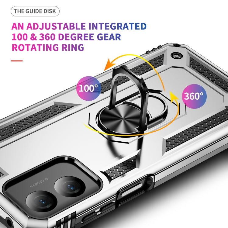 For Motorola Moto G Play 4G 2024 Shockproof TPU + PC Phone Case with Holder(Silver)