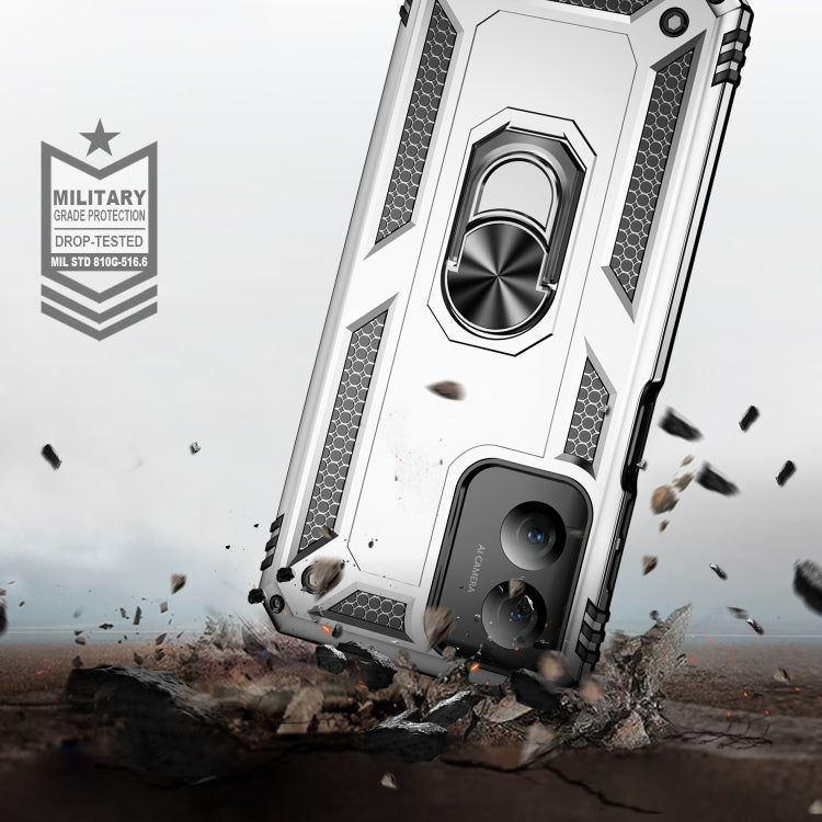 For Motorola Moto G Play 4G 2024 Shockproof TPU + PC Phone Case with Holder(Silver)