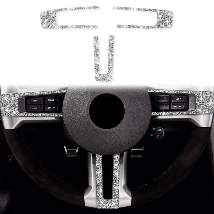 For Ford Mustang 2009-2013 3 in 1 Car Steering Wheel Diamond Decoration Sticker, Left Hand Drive