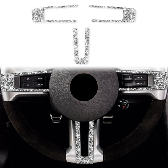 For Ford Mustang 2009-2013 3 in 1 Car Steering Wheel Diamond Decoration Sticker, Left Hand Drive