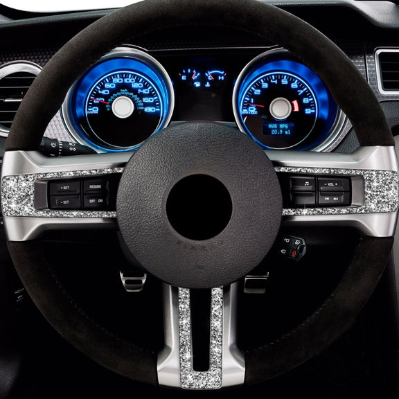 For Ford Mustang 2009-2013 3 in 1 Car Steering Wheel Diamond Decoration Sticker, Left Hand Drive