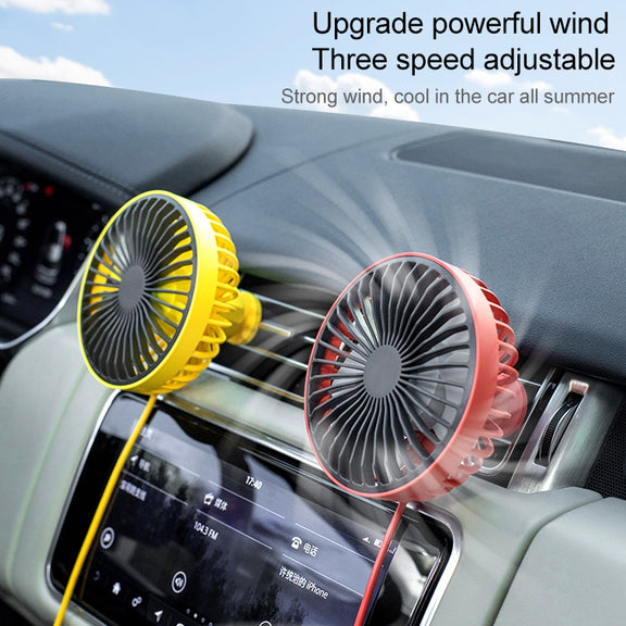 F829 Portable Car Air Outlet Electric Cooling Fan with LED Light(Yellow)