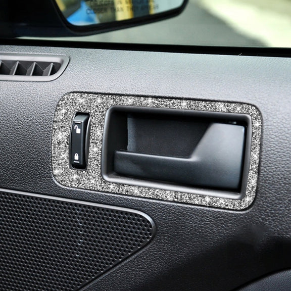For Ford Mustang 2009-2013 2pcs Car Door Inner Handle Diamond Decoration Sticker, Left Hand Drive