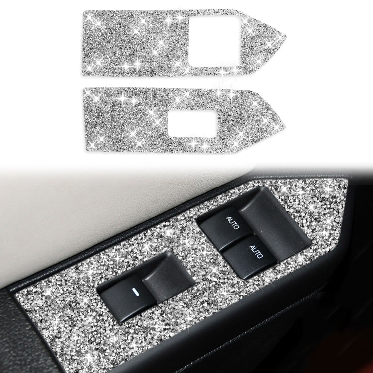 For Ford Mustang 2009-2013 3pcs Car Window Glass Lifter Panel Diamond Decoration Sticker, Left Hand Drive