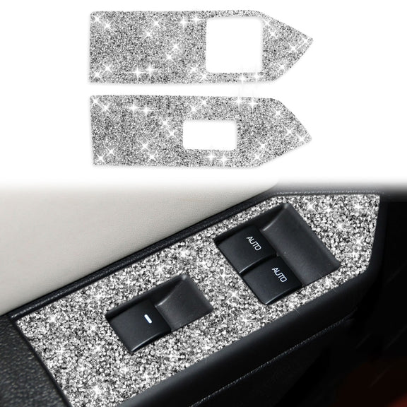 For Ford Mustang 2009-2013 3pcs Car Window Glass Lifter Panel Diamond Decoration Sticker, Left Hand Drive