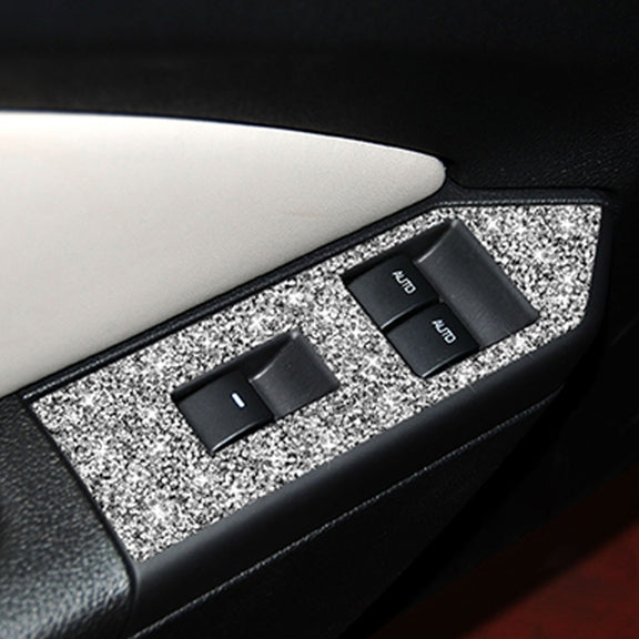 For Ford Mustang 2009-2013 3pcs Car Window Glass Lifter Panel Diamond Decoration Sticker, Left Hand Drive