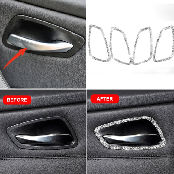 Car Door Handle Frame Diamond Decorative Sticker for BMW 3 Series E90 2005-2012, Modified 320i / 318i / 325i