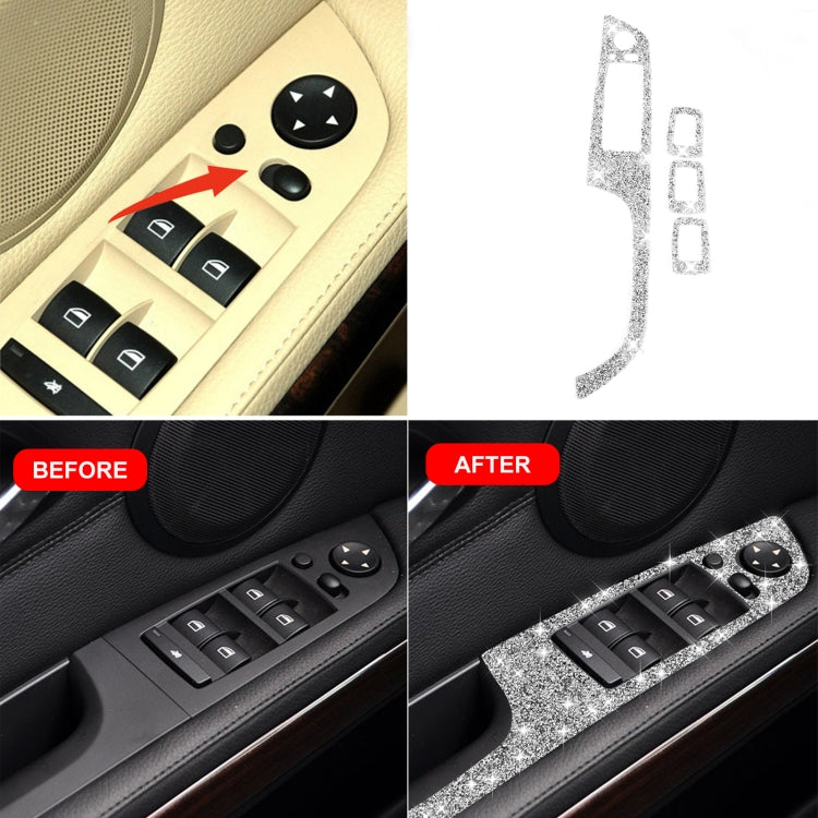 For BMW 3 Series E90 / 320i / 325i 2005-2012 Car Window Lift Panel with Folding Key 35.8cm Diamond Decorative Sticker, Left Drive