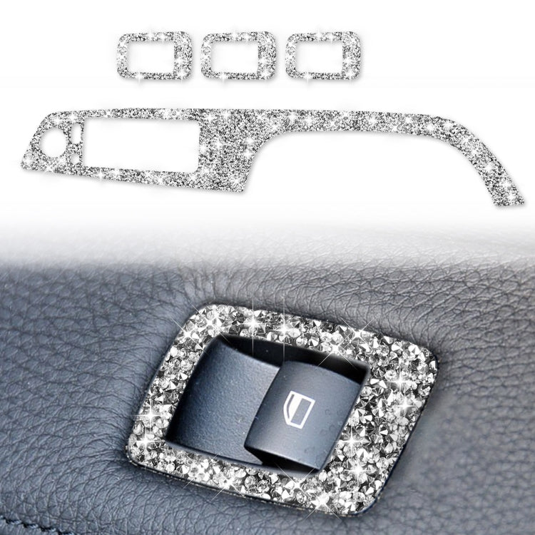 For BMW 3 Series E90 / 320i / 325i 2005-2012 Car Window Lift Panel with Folding Key 37.8cm Diamond Decorative Sticker, Left Drive