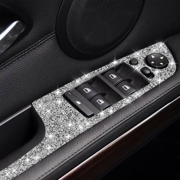 For BMW 3 Series E90 / 320i / 325i 2005-2012 Car Window Lift Panel with Folding Key 37.8cm Diamond Decorative Sticker, Left Drive