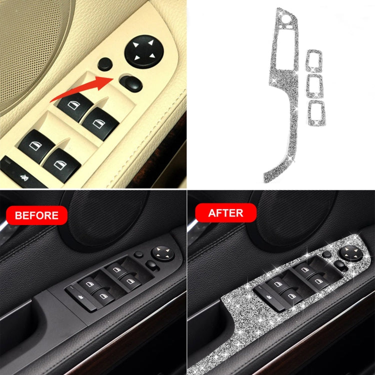 For BMW 3 Series E90 / 320i / 325i 2005-2012 Car Window Lift Panel with Folding Key 37.8cm Diamond Decorative Sticker, Left Drive