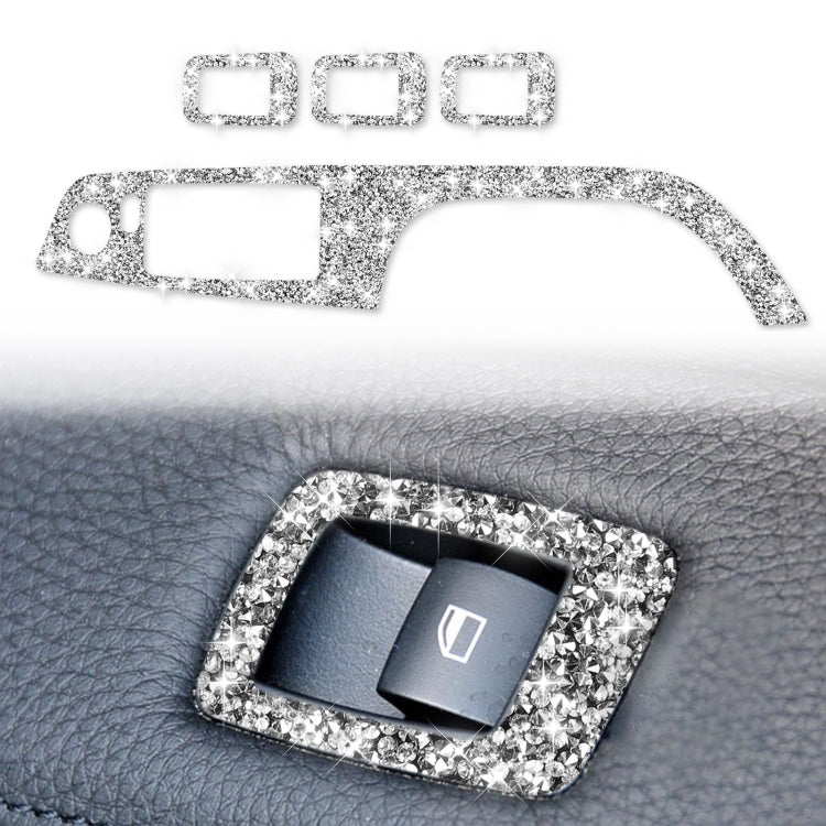 For BMW 3 Series E90 / 320i / 325i 2005-2012 Car Window Lift Panel 35.8cm Diamond Decorative Sticker, Left Drive