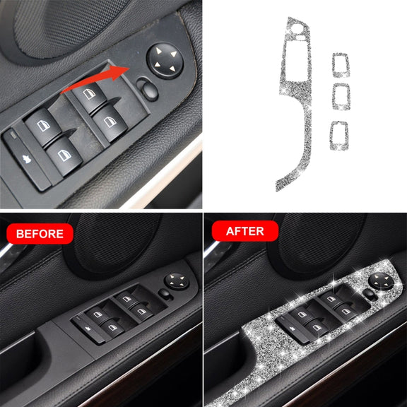 For BMW 3 Series E90 / 320i / 325i 2005-2012 Car Window Lift Panel 35.8cm Diamond Decorative Sticker, Left Drive