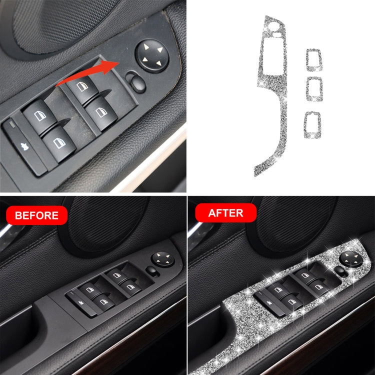 For BMW 3 Series E90 / 320i / 325i 2005-2012 Car Window Lift Panel 35.8cm Diamond Decorative Sticker, Left Drive