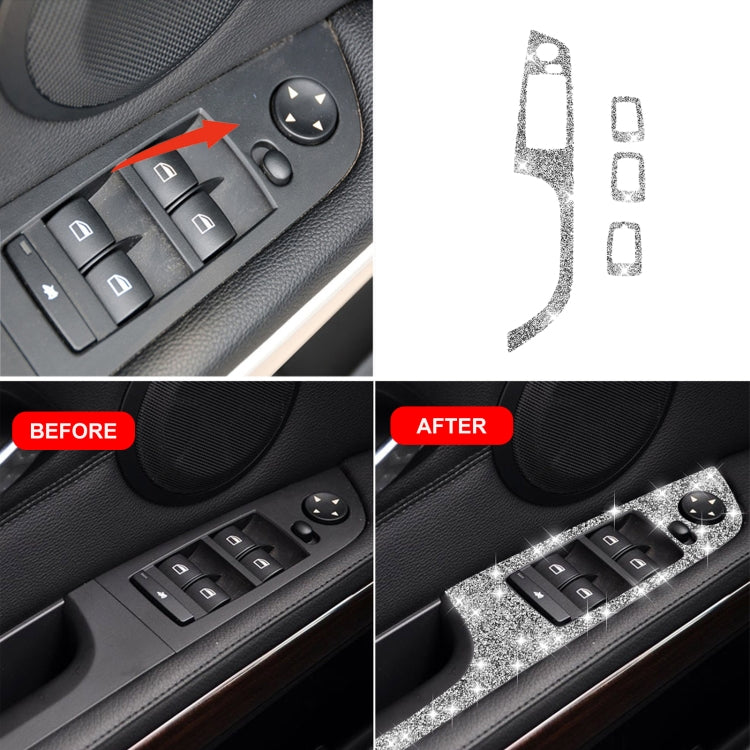 For BMW 3 Series E90 / 320i / 325i 2005-2012 Car Window Lift Panel 37.8cm Diamond Decorative Sticker, Left Drive
