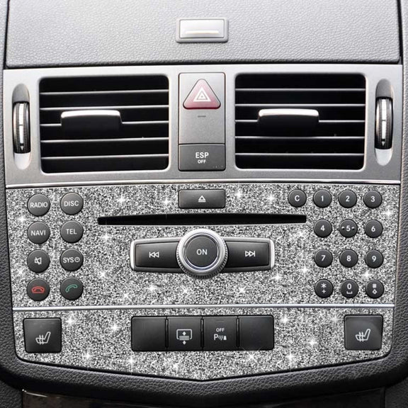 For Mercedes-Benz C-class W204 2007-2010 Car Central Control Panel B Diamond Decorative Sticker, Left and Right Drive