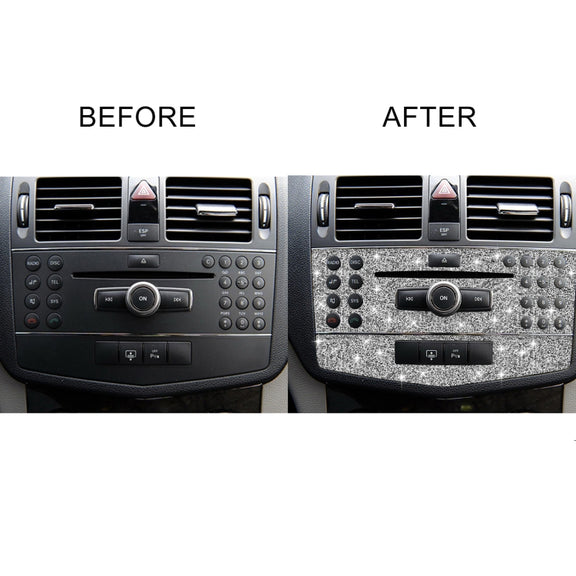For Mercedes-Benz C-class W204 2007-2010 Car Central Control Panel C Diamond Decorative Sticker, Left and Right Drive