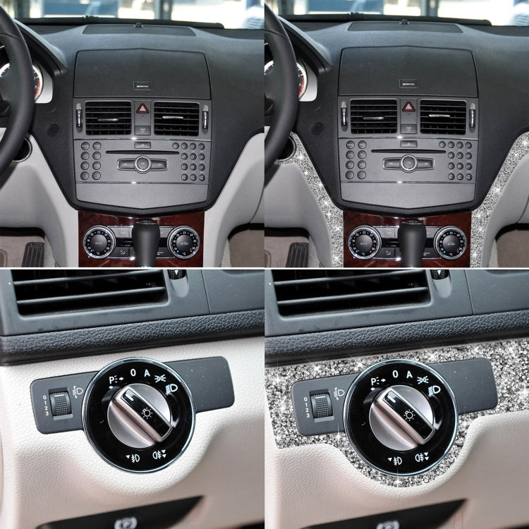 For Mercedes-Benz C-class W204 2007-2010 Car Headlight Frame Diamond Decorative Sticker, Left-hand Drive
