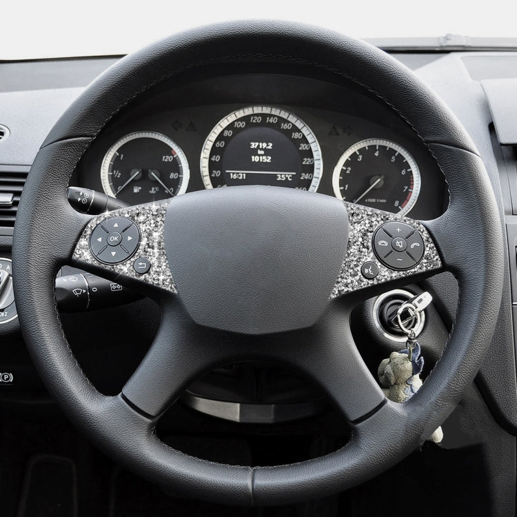For Mercedes-Benz C-class W204 2007-2010 Car Steering Wheel Buttons Diamond Decorative Sticker, Left and Right Drive