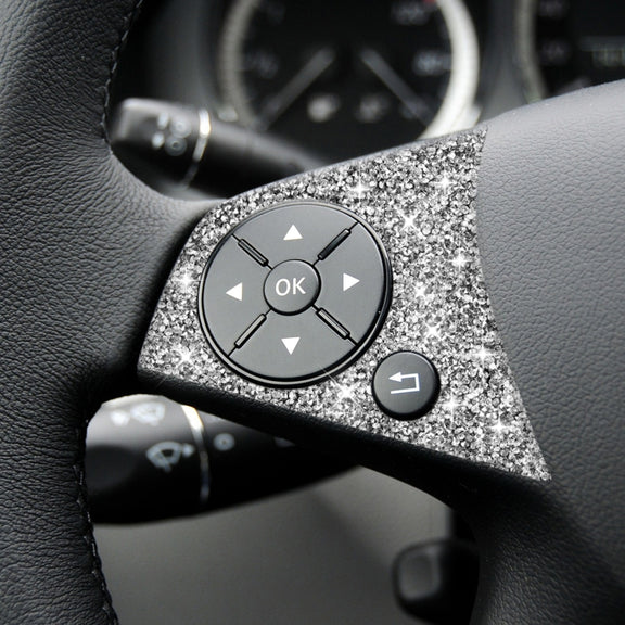 For Mercedes-Benz C-class W204 2007-2010 Car Steering Wheel Buttons Diamond Decorative Sticker, Left and Right Drive