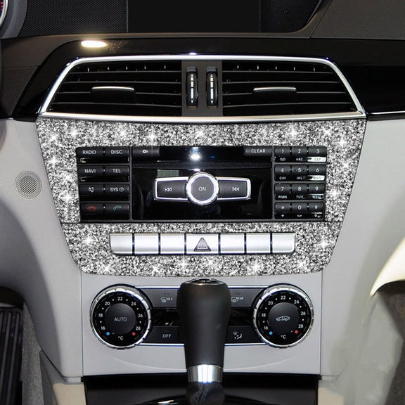 For Mercedes-Benz C-class W204 2011-2013 Car Central Control CD Panel Diamond Decorative Sticker, Left and Right Drive