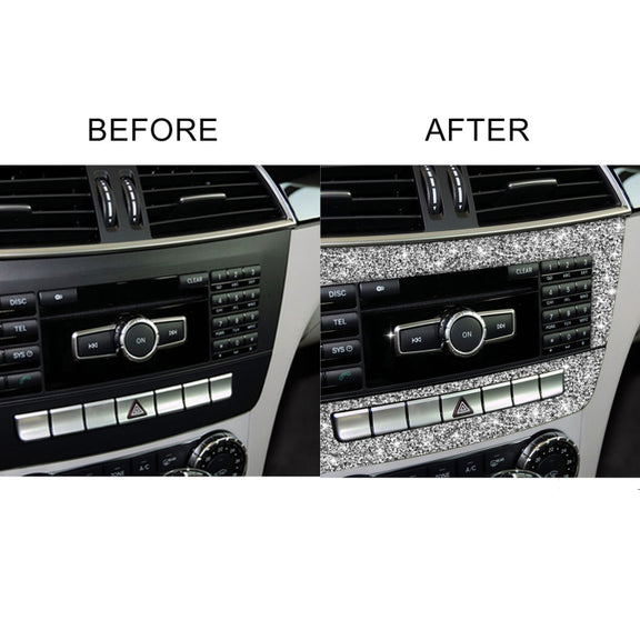 For Mercedes-Benz C-class W204 2011-2013 Car Central Control CD Panel Diamond Decorative Sticker, Left and Right Drive