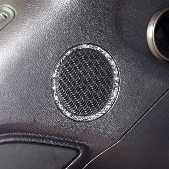 For Ford Mustang 2015-2020 Car Horn Circle Diamond Decoration Sticker, Left and Right Drive