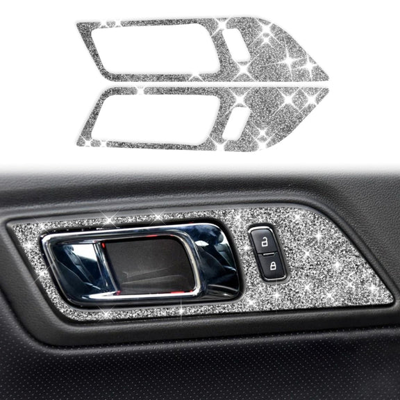 For Ford Mustang 2015-2020 Car Door Inner Handle Panel Diamond Decoration Sticker, Left and Right Drive