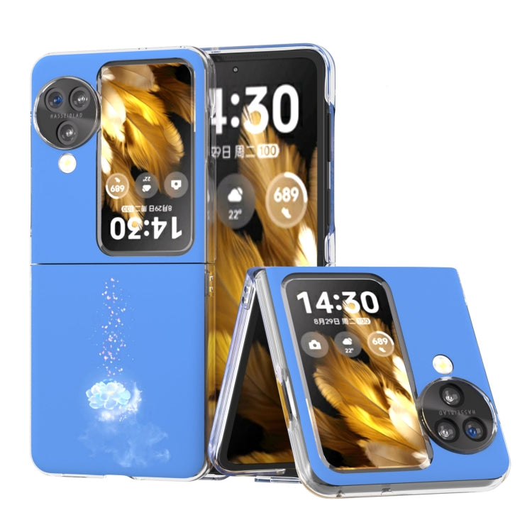 For OPPO Find N3 Flip Painted Pattern PC Phone Case(Blue Flower)
